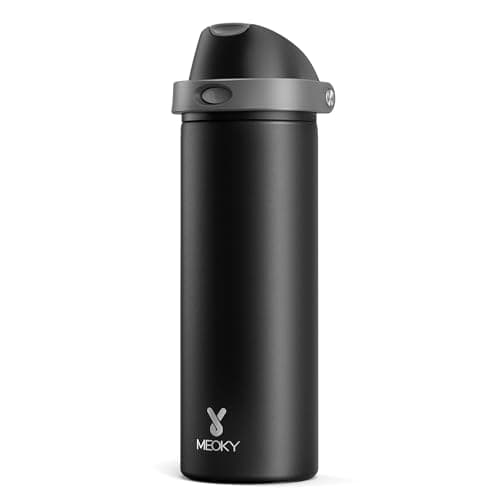 Meoky 18 oz Vacuum Insulated Stainless Steel Water Bottle with 2-in-1 Straw Lid