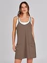 ANRABESS Women's Athletic Mini Romper Dress with Built-in Shorts and Pockets