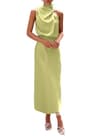 PRETTYGARDEN Elegant Sleeveless Mock Neck Satin Cocktail Party Maxi Dress