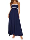 PRETTYGARDEN Women's Boho Smocked Spaghetti Strap A-Line Flowy Maxi Beach Sundress