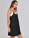 ANRABESS Women's V-Neck Athletic Mini Romper Dress with Patch Pockets in Black