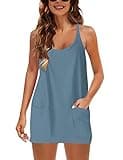 Lentta Athletic Sleeveless Mini Sundress with Built-in Shorts & Pockets