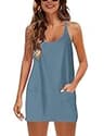 Lentta Athletic Sleeveless Mini Sundress with Built-in Shorts & Pockets