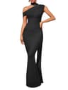 CurvySweet Isolde One-Shoulder Built-in Bra Elegant Ruched Bodycon Maxi Dress