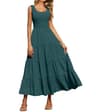PRETTYGARDEN Bohemian Sleeveless Smocked Ruffle Tiered Summer Maxi Sundress