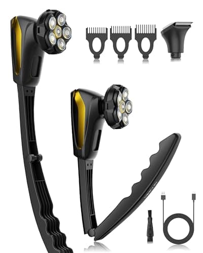 VIKICON Groomer Electric Back Shaver with 6D Floating Head and Foldable Handle Black