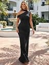 CurvySweet Isolde One-Shoulder Built-in Bra Elegant Ruched Bodycon Maxi Dress
