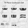 Carote 19-Piece Nonstick Cookware Set with Detachable Handles and Storage Lids