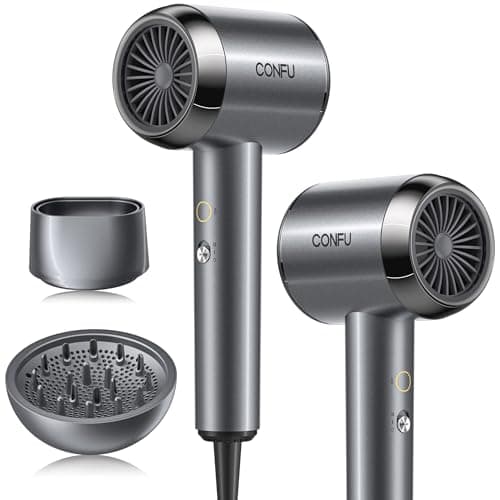 CONFU 1600W Lightweight Plasma Ionic Diffuser Hair Blow Dryer for Curly Hair