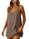 ANRABESS Women's Athletic Mini Romper Dress with Built-in Shorts and Pockets