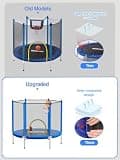 BLUERISE 55-Inch Toddler Trampoline with Enclosure Net and Basketball Hoop