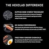 HexClad Hybrid 6-Piece Frying Pan Set with Tempered Glass Lids and Steel Handles