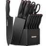Astercook 15-Piece Dishwasher Safe German Stainless Steel Knife Set with Block