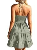 SOLY HUX Halter Backless A-Line Mini Sundress with Flowy Ruffle Hemline