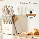 Astercook 14-Piece Full Tang Stainless Steel Knife Set with Sharpening Block
