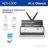 Brother ADS-1300 Compact Desktop Document Scanner with 20-Page Auto Feeder