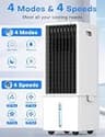 COOLECH 4-in-1 Windowless Evaporative Air Cooler with 3.2-Gallon Water Tank