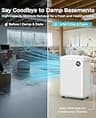 PLUSCENT 32-Pint Dehumidifier for Basements with Smart Humidity Control