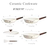 Carote 5-Piece Ceramic Nonstick Frying Pan Set with Colander Lid and Spatula