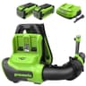 Greenworks 40V Dual Port Cordless Brushless Backpack Leaf Blower with Batteries