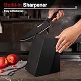 Astercook 15-Piece Dishwasher Safe German Stainless Steel Knife Set with Block