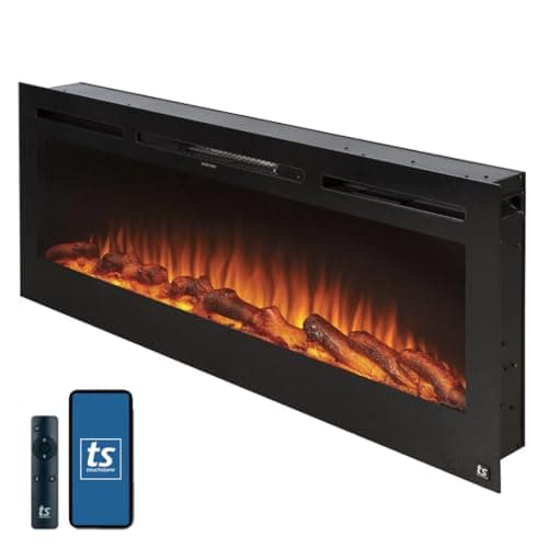 Touchstone Sideline 50-Inch Smart In-Wall Recessed Electric Fireplace Insert