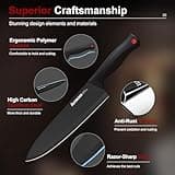 Astercook 15-Piece Dishwasher Safe German Stainless Steel Knife Set with Block