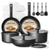 Carote 19-Piece Nonstick Cookware Set with Detachable Handles and Storage Lids