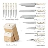 CAROTE 14-Piece Forged High-Carbon Stainless Steel Knife Set with Cream Block