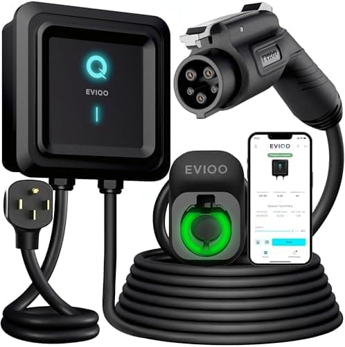 EVIQO 40A Smart Plug-in Level 2 EV Charger with 25ft Cable & IP66 Weatherproofing