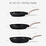 Carote 3-Piece Granite Nonstick Frying Pan Skillet Set with Wood-Effect Handles