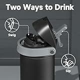 Meoky 18 oz Vacuum Insulated Stainless Steel Water Bottle with 2-in-1 Straw Lid