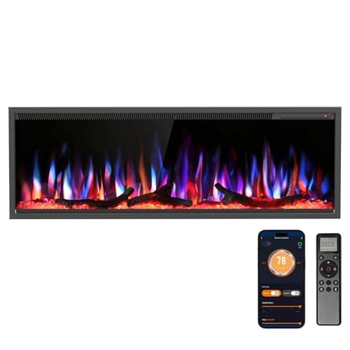 R.W.FLAME 50-Inch Smart Electric Fireplace, Log & Crystal Media Set Included