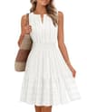 MEROKEETY Women's Sleeveless V-Neck Flowy A-Line Mini Sundress with Pockets