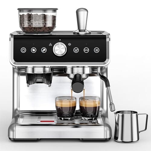 EUHOMY 20-Bar Espresso Machine with Built-In Burr Grinder