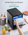 Euhomy 44 lbs Countertop Sonic Pellet Ice Maker Machine with Self-Cleaning Function