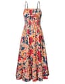 GRACE KARIN Smocked Floral Maxi Sundress with Adjustable Straps & Pockets