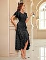 BeryLove Women's Sequin Flutter Short Sleeve Formal Cocktail Evening Gown