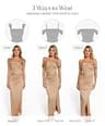 Popilush Built-in Shapewear Off-Shoulder Formal Evening Party Maxi Dress
