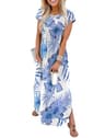 WIHOLL Women's Flowy Tropical Hawaiian Resort Wear Maxi Swimsuit Cover Up Dress