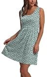 WIHOLL Women's Sleeveless Scoop Neck A-Line Floral Spring Break Sundress with Pockets