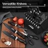 Amorston 21-Piece Kitchen Knife Set with Black Block and Built-In Sharpener