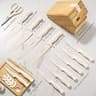 Astercook 15-Piece German Stainless Steel Kitchen Knife Set in Cream-White Block