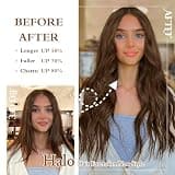 BUPPLER 20-Inch Wavy Synthetic Halo Hair Extension with Custom Notches