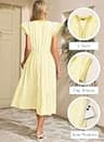 Dokotoo Women's V-Neck Ruffle Cap Sleeve Empire Waist Striped Midi Vacation Dress