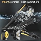 VIKICON Groomer Electric Back Shaver with 6D Floating Head and Foldable Handle Black