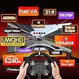 SANSUI 34-Inch 240Hz UWQHD 1500R Curved VA Gaming Monitor with HDR400