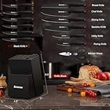 Astercook 15-Piece Dishwasher Safe German Stainless Steel Knife Set with Block