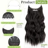 KooKaStyle 20-Inch Invisible Wire Synthetic Hair Extensions Dark Brown