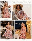 GRACE KARIN Smocked Floral Maxi Sundress with Adjustable Straps & Pockets